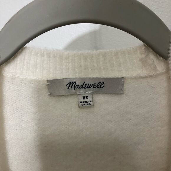 Madewell Sweater Sz XS Wrap-Front in Coziest Yarn Cream White - Picture 5 of 9